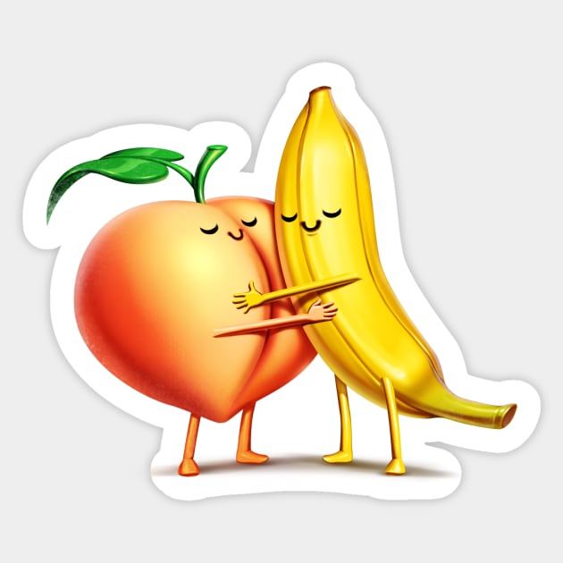 Peach and Banana Cute Friends Sticker by Tobe_Fonseca